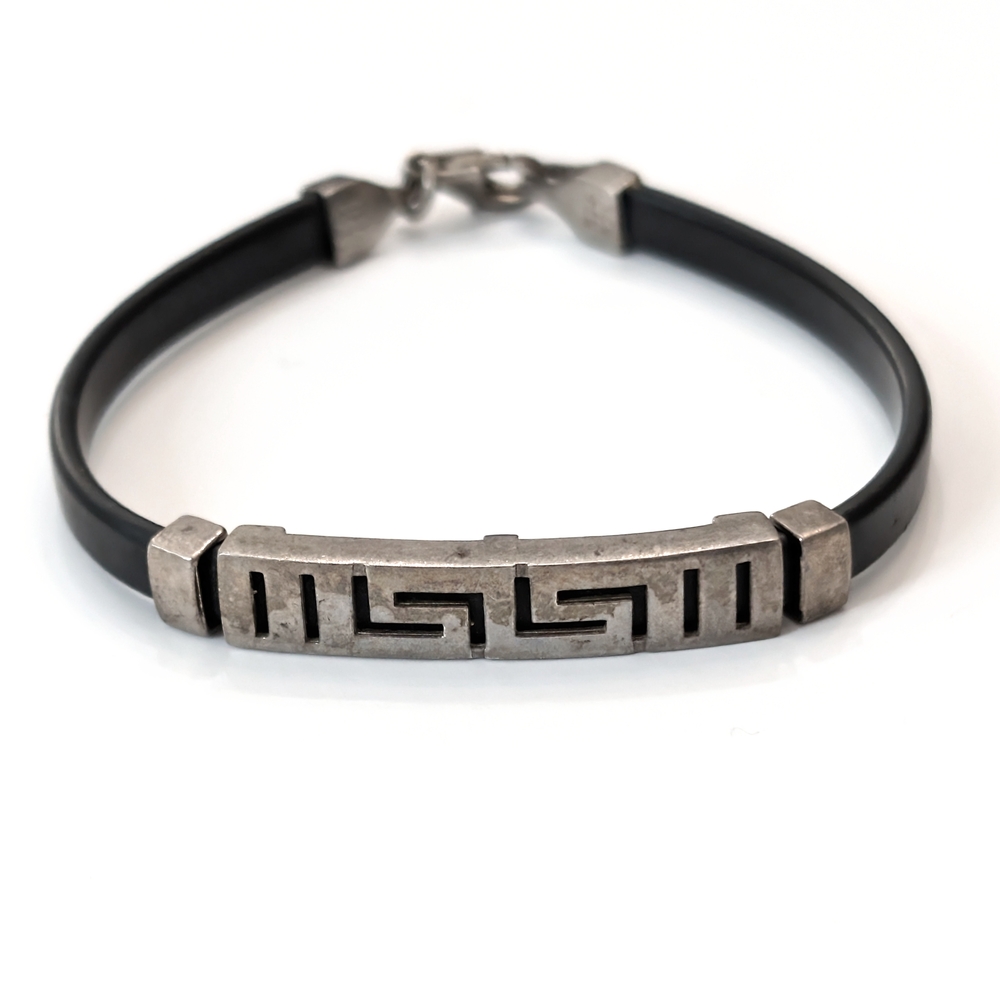 Silver and Black Geometric Bracelet